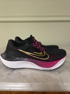 Nike Black Gold Pink ZoomX Athletic Running Shoes